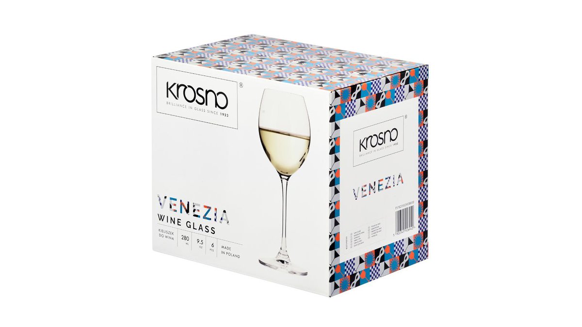 Krosno ღვინის ჭიქა 280 მლ-იანი მაღალ ფეხზე 6ც