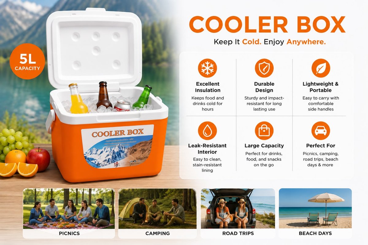 "Cooler box" - თერმოსი 5 ლიტრიანი